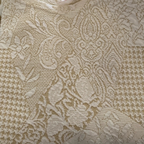 Vintage Cream & Metallic Gold Jacquard Patchwork Baroque Floral Textured Sweater - Picture 6 of 6